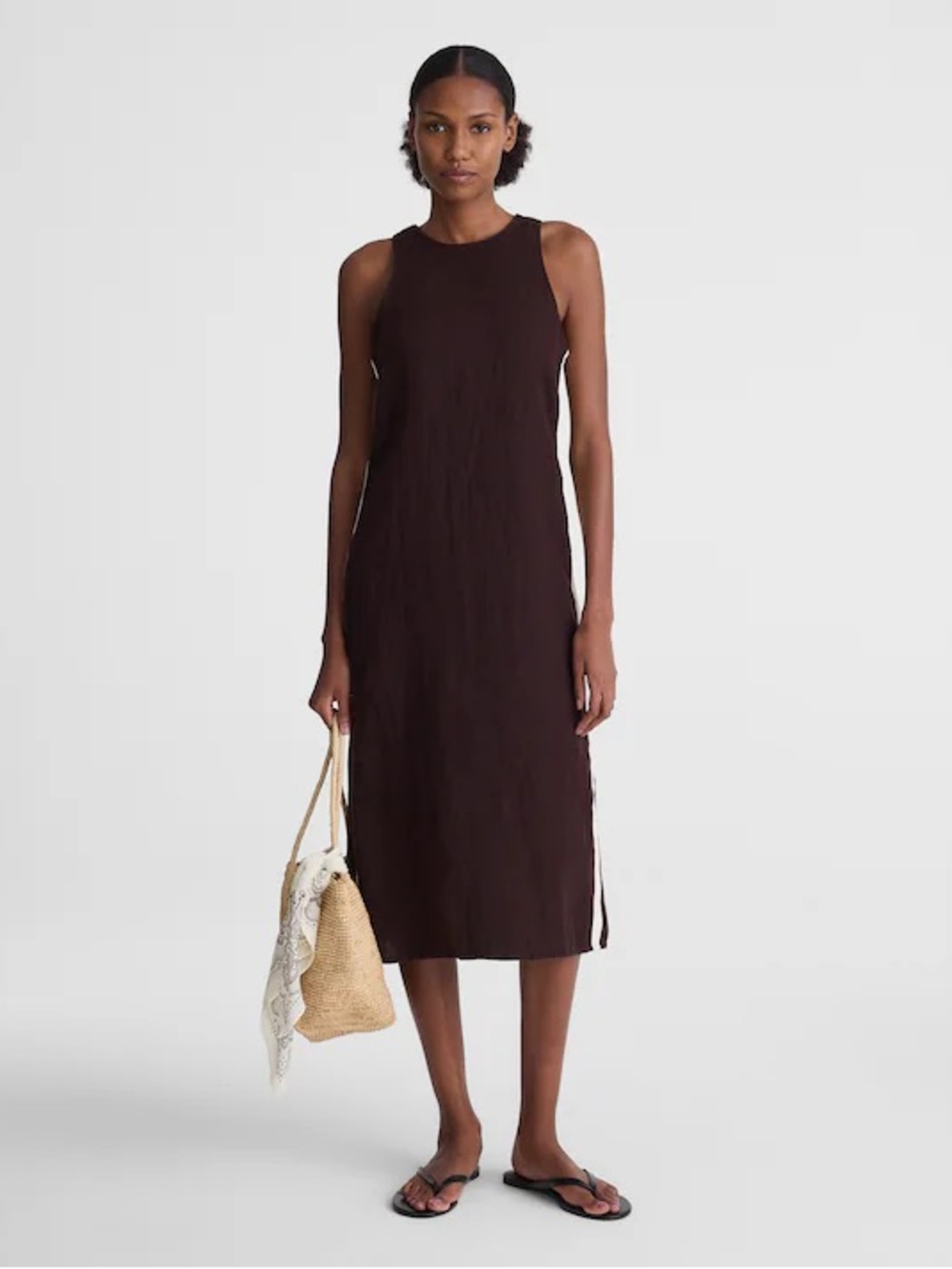 NWT Madewell Elena Linen Midi Dress